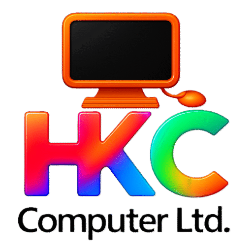 cropped HKC 透明橙色電腦3D Logo