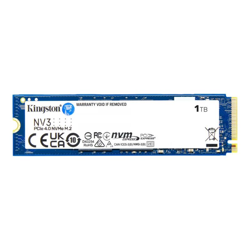 Kingston NV3 1TB PCIe 4.0 x 4 NVMe M.2 2280 SSD 5年保養