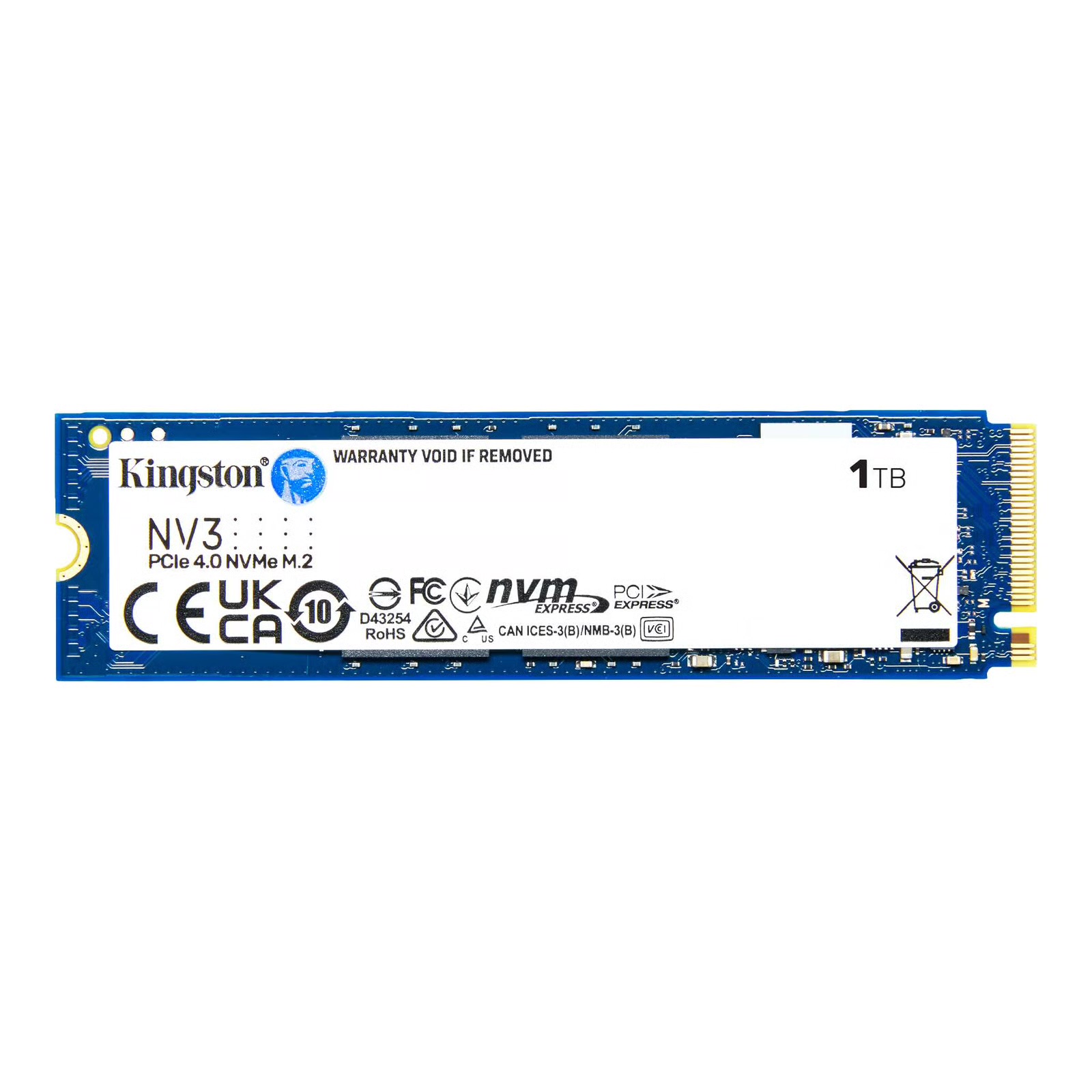 Kingston NV3 1TB PCIe 4.0 x 4 NVMe M.2 2280 SSD 5年保養