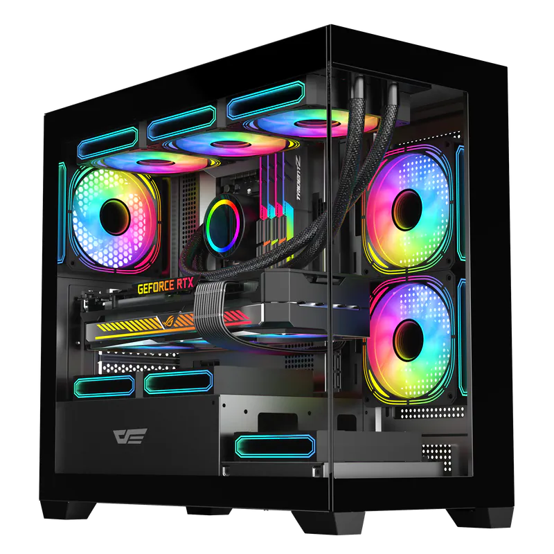 DarkFlash DS900M Micro-ATX 機箱 -BK黑色(預裝6把菱鏡ARGB風扇)