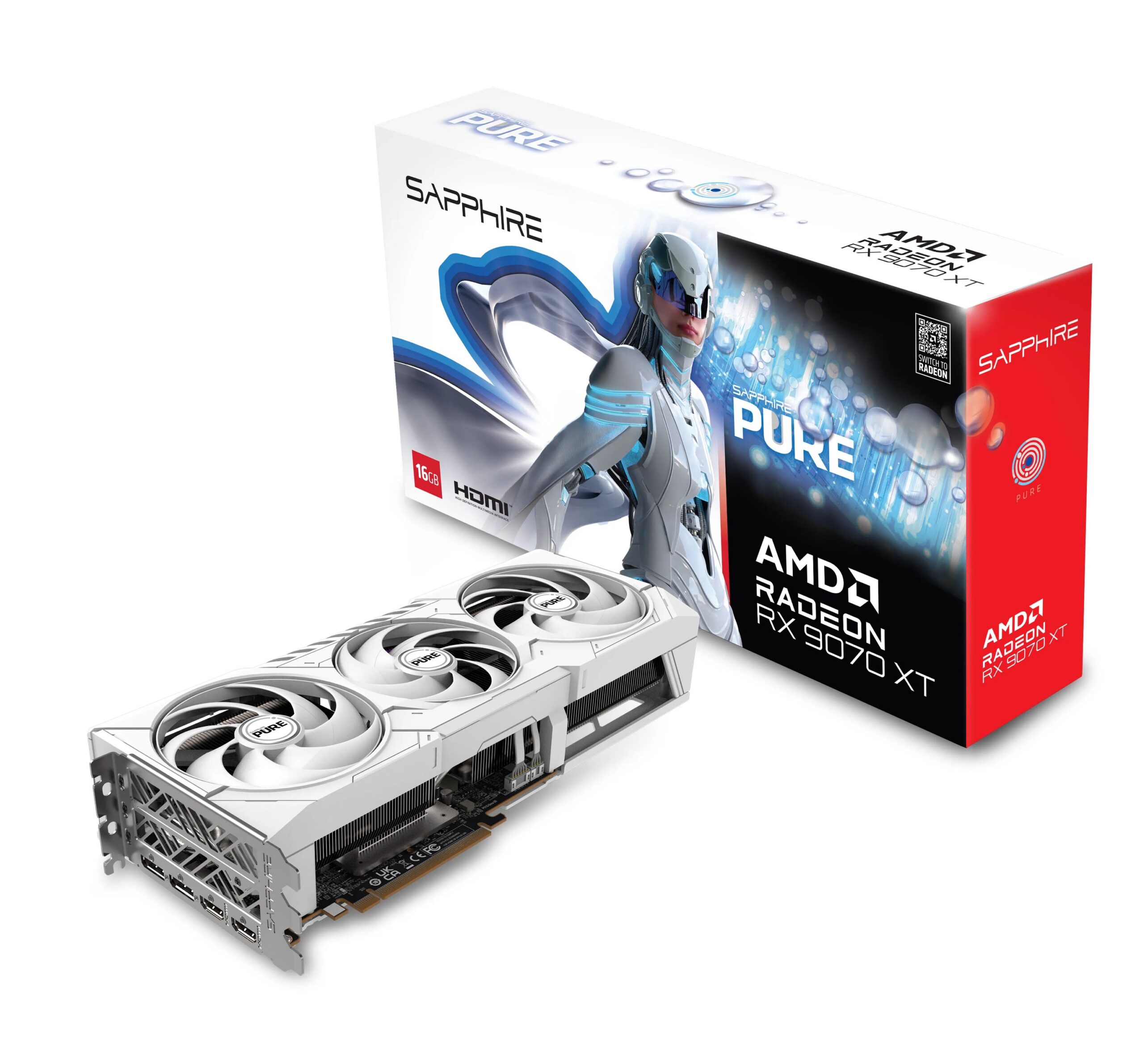 SAPPHIRE RX 9070XT PURE OC 16GB GDDR6 白色三風扇